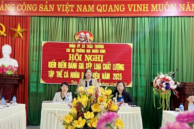 Chi bộ trường Mầm non Nhân Bình tổ chức hội nghị kiểm điểm, đánh giá xếp loại tập thể chi bộ và đảng viên năm 2025.